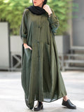 Women's Casual Solid Color Round Neck Long Sleeve Dress