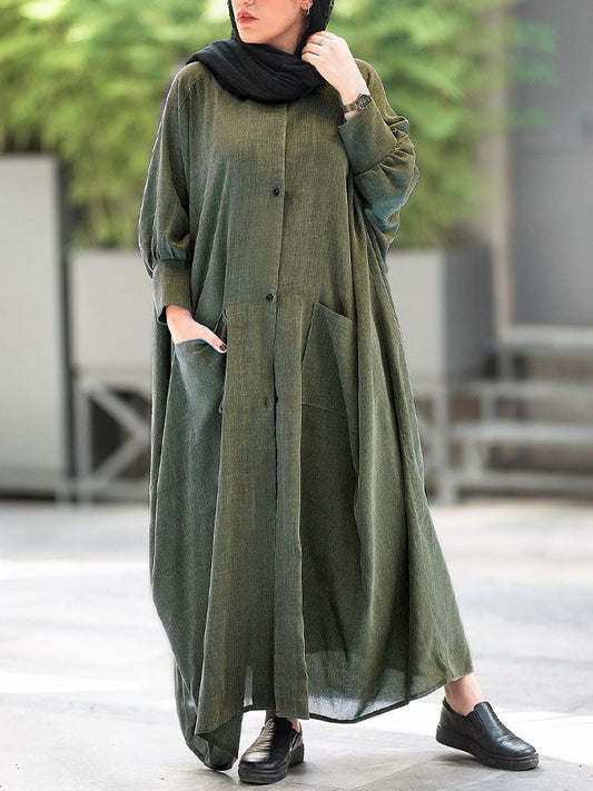Women's Casual Solid Color Round Neck Long Sleeve Dress