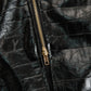 Glossy Croc-Effect Zip-Front Midi Dress
