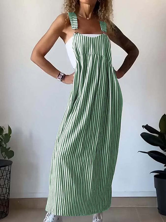 Women'S Casual Striped Suspender Dress