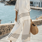Women'S Loose Slit Irregular Striped Pants Set