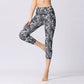 Leaves Butterfly Print Sports Yoga Cropped Leggings Women's Yoga Capri Pants