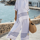 Women'S Loose Slit Irregular Striped Pants Set