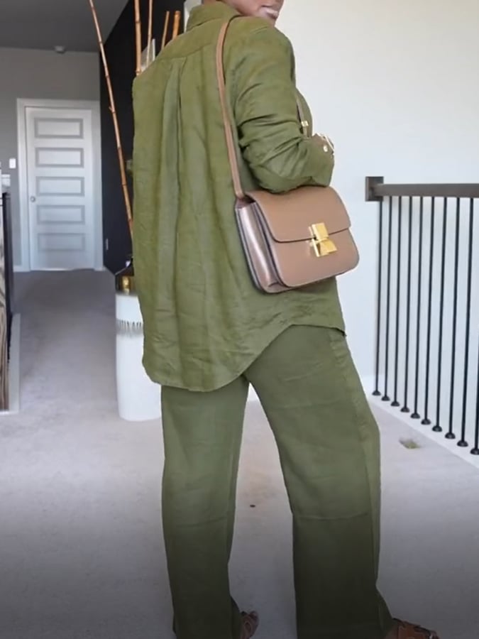 Women'S Casual Cotton And Linen Trousers Suit