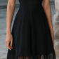 Chiffon Mandarin-Collar Flutter Sleeve A-Line Dress