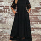 Women'S Casual Five-Quarter Sleeve Mesh Round Neck Patchwork Pocket Dress