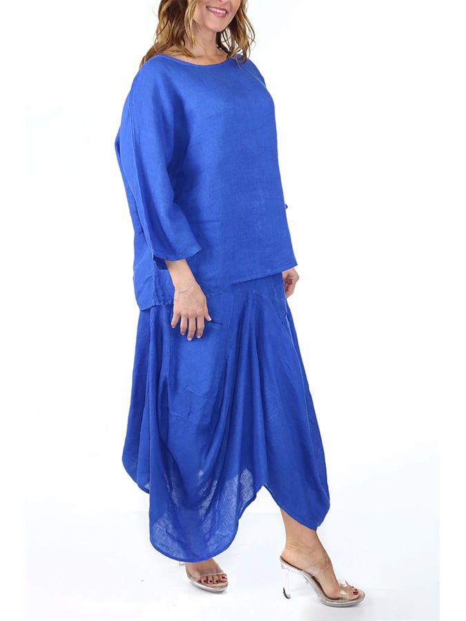 Women'S Casual Round Neck Solid Color Loose Skirt Two-Piece Set