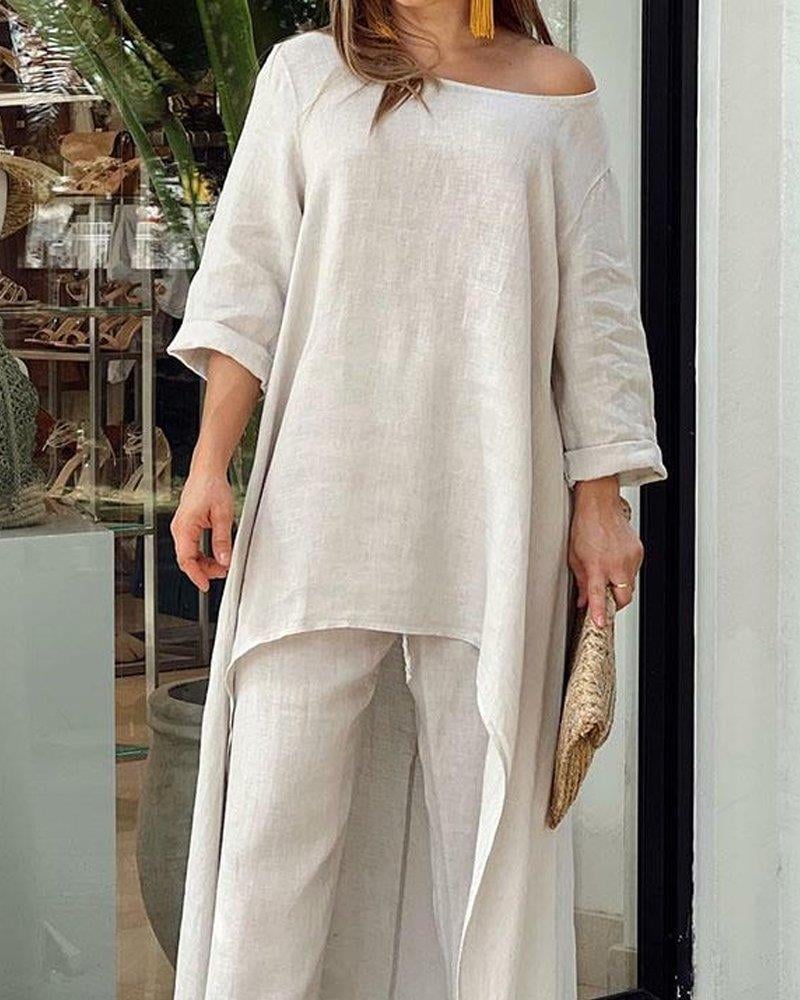 🔥SUMMER SALE🔥 Casual Irregular Long Sleeve Two-piece Set 💥 BUY 2 FREE SHIPPING