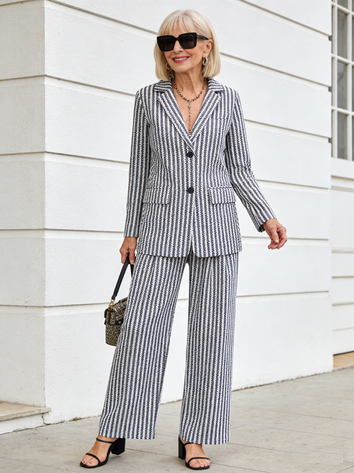 Two-Piece Suit Blazer Coat Pants Gorgeous Neutral Styles Suit