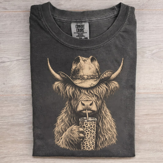 Western Cowboy Highland Cow T-shirt