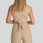 Women's Sleeveless Waist Strap Wide-Leg Slim Fit Jumpsuit