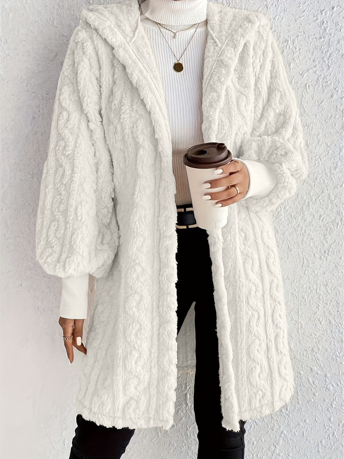 Women's Plush Fleece Soft Midi-Length Jacket with Pockets(BUY 2 FREE SHIPPING)