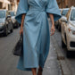 Elegant Solid Color Waist Dress