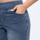 Stretchy Pull-On Wide-Leg Knit Jeans