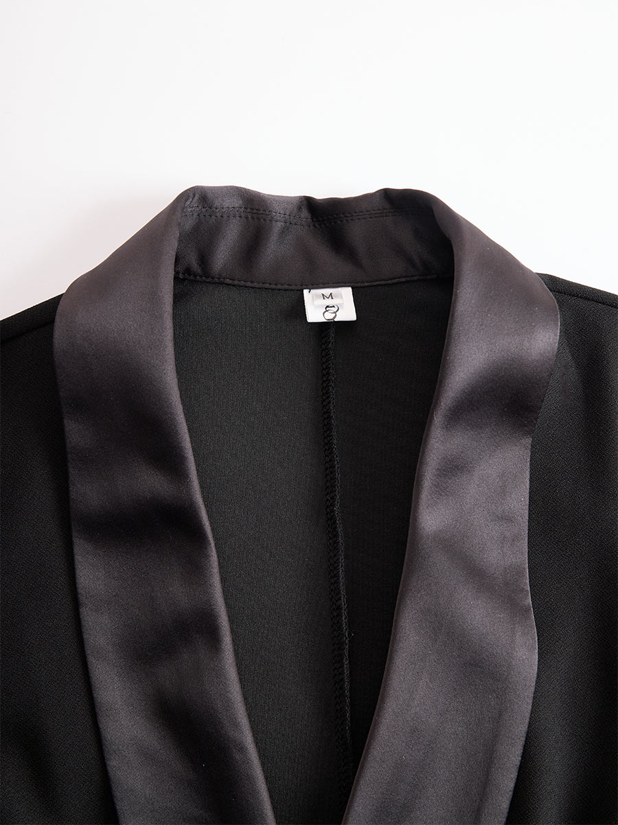 Sophisticated Black Blazer-Style Lace Midi Dress