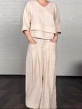 Women'S Casual Solid Color Irregular Cotton And Linen Suit