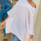 Women's Casual Solid Color Long Sleeve Cotton and Linen Top