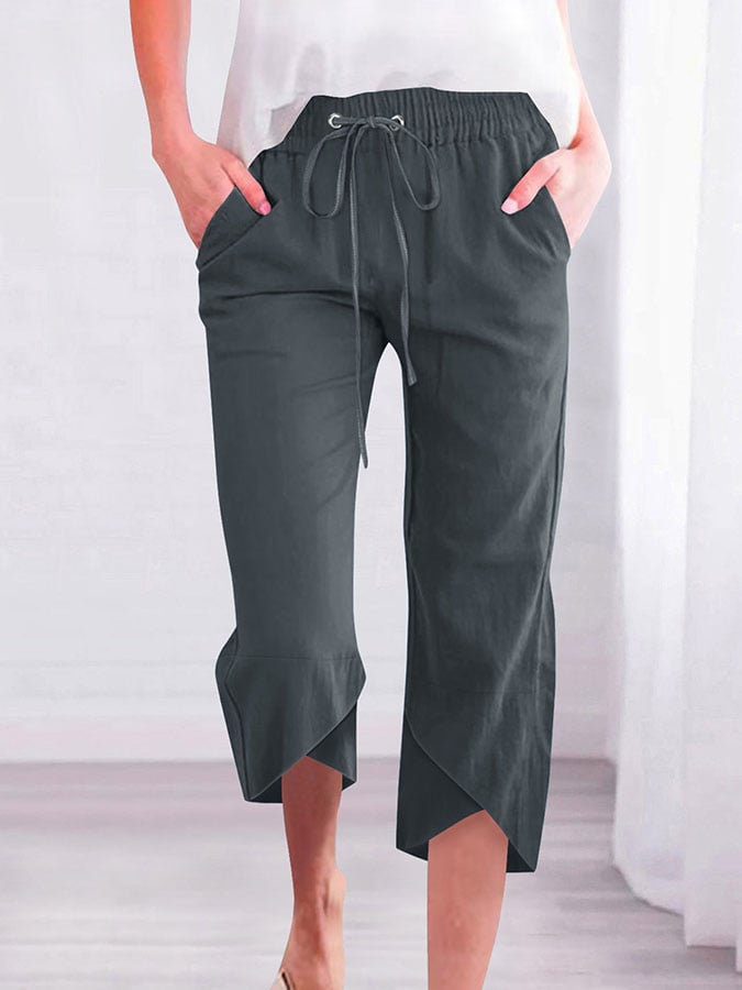 Women's Fashion Casual Drawstring Cropped Pants
