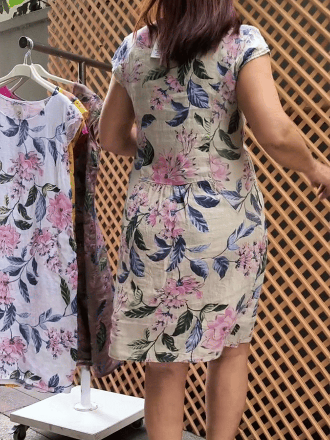 Women'S Slim Fit Casual Printed Pocket Dress