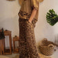 Women'S Leopard Print Top And Pants Set