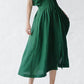 Women's Solid Color Gathered Waist Button Linen Dress