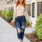 Tummy Control Distressed Cuffed Boyfriend Jeans (Buy 2 Free Shipping)