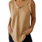 Women'S Sleeveless Tassel Stitching Casual Solid Color Cotton And Linen Vest