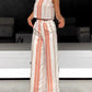 Women's Casual Striped Sleeveless Top and Wide Leg Pants Set