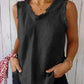 Women'S Sleeveless Tassel Stitching Casual Solid Color Cotton And Linen Vest
