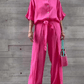Women'S Casual Single-Breasted Shirt + Characteristic Strappy Wide-Leg Pants Suit