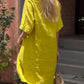 Women'S Casual Solid Color Short Sleeve Cotton And Linen Dress
