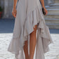 Halter Neck High-Low Ruffle Hem Maxi Dress