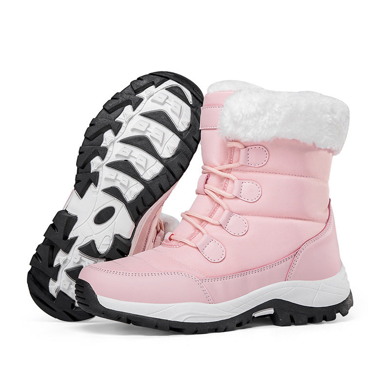 Rakkiss Women's Thermal Winter Hiking Boots - High-Cut Fleece Lined Snow Boots (Pink, White & Black - US 5-10)