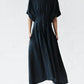 Women's Solid Color Gathered Waist Button Linen Dress