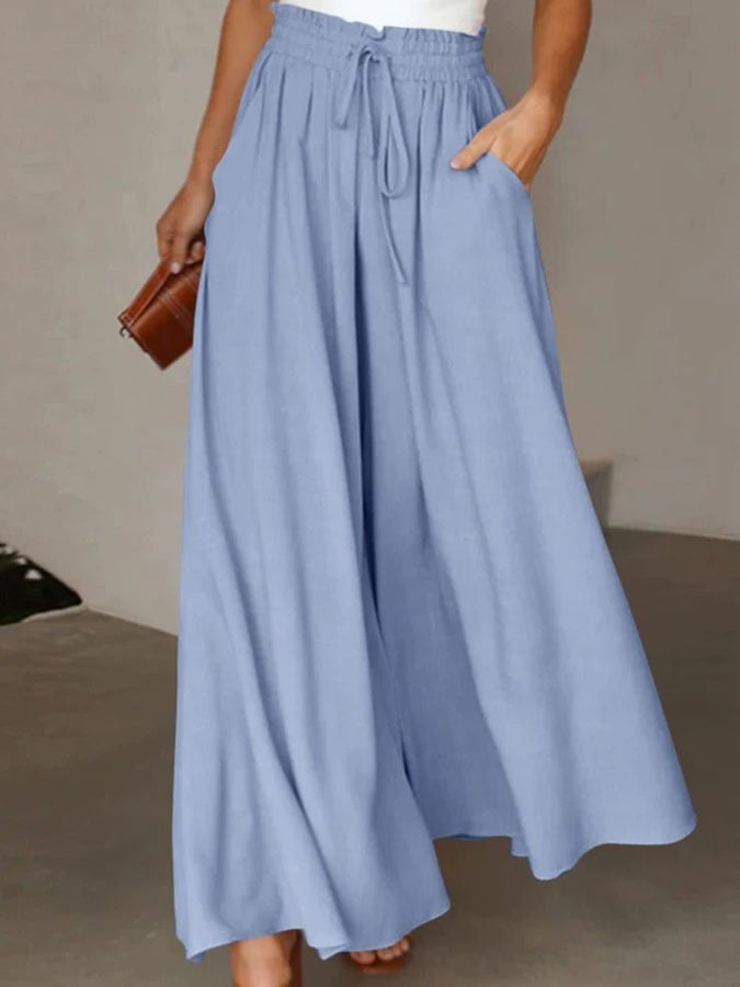 Women's Casual Solid Color Wide Leg Pants
