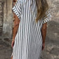 Women's Casual Striped Short Sleeve Shirt Dress
