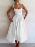 Women's Casual Solid Color Suspender Dress