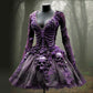 Women's Halloween Skull Flowers Moss Witch Midi Dress