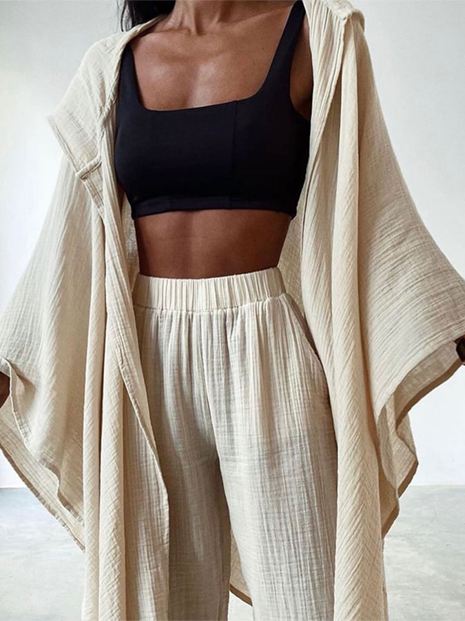 Women'S Loose Casual Irregular Shirt And Pants Suit