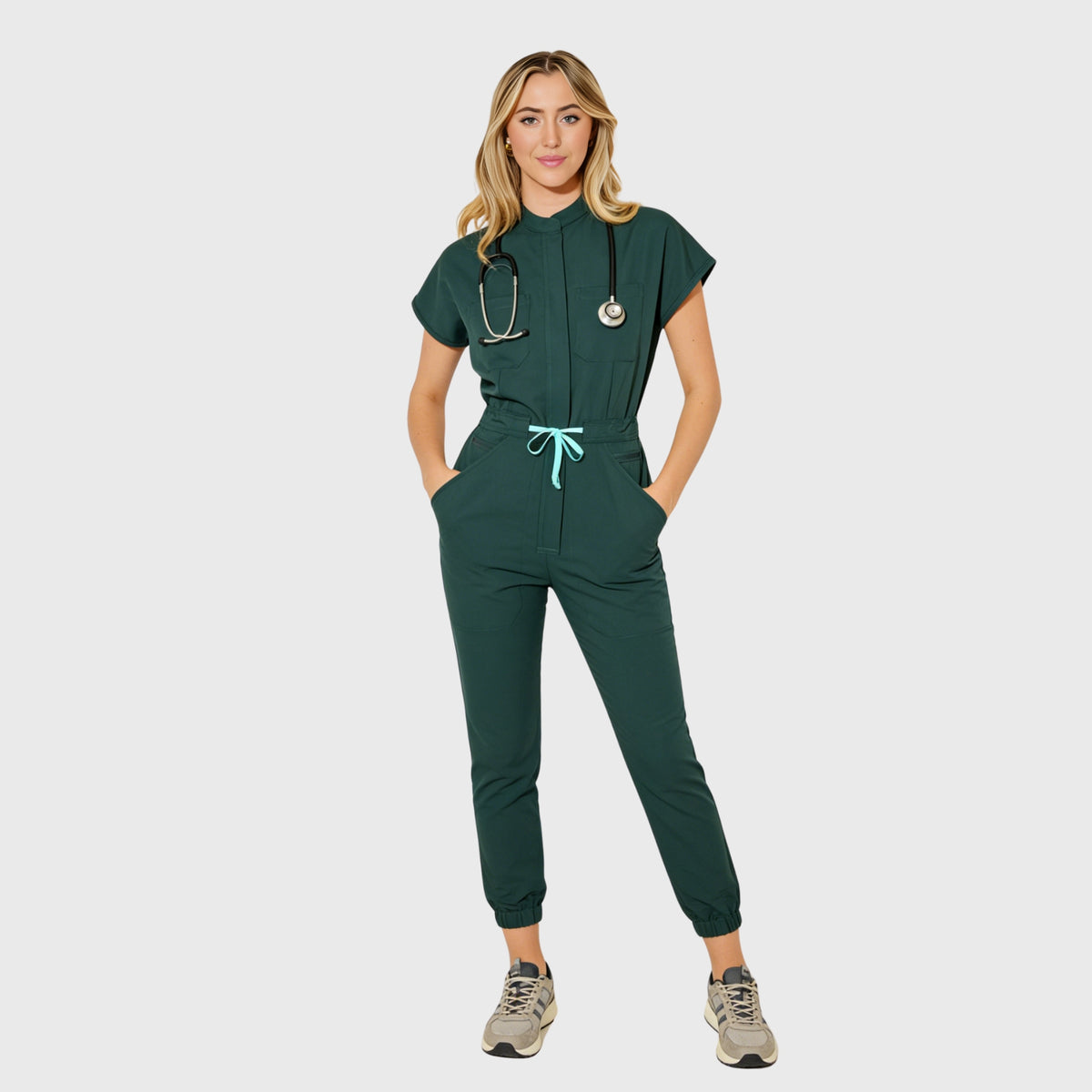 Women's Slim Fit 8-Pocket Jogger Scrub Jumpsuit