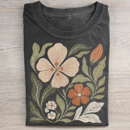 Retro Botanical Flower Graphic T-shirt