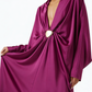 Magenta Satin Neck Maxi Dress in Satin