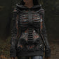 Vintage Halloween Anatomy And Rose Art Knit Hooded Sweater