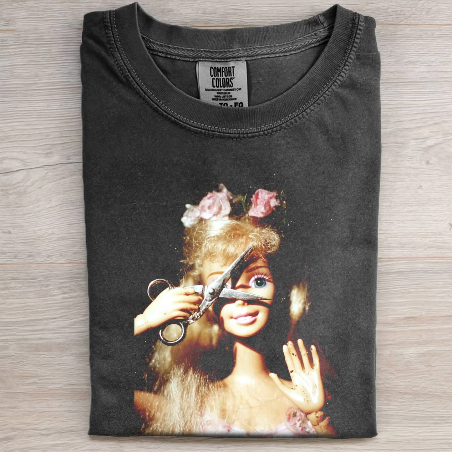 WHIMSICAL ART, HAIRCUT, VINTAGE ART, DOLL FACE TEE