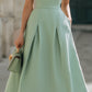 Mint Green Off-Shoulder Short Sleeve Fit-and-Flare Midi Dress With Pockets