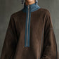 Women's Autumn And Winter Western Retro Suede Fabric Loose Casual Stand Collar Zipper Decoration Dress
