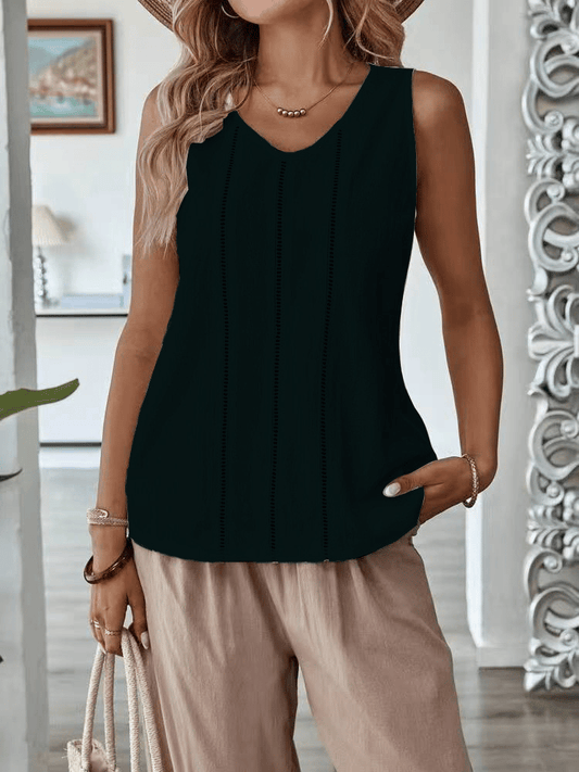 Ladies Lace Hollow Sleeveless Cotton And Linen Casual Vest