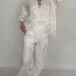 Women's Casual Solid Color Round Neck Long Sleeve Spliced Tops and Pants Two-piece Set