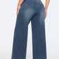 Stretchy Pull-On Wide-Leg Knit Jeans