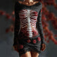Halloween Bloody Red Roses Rib Cage Lace Comfy Mini Dress